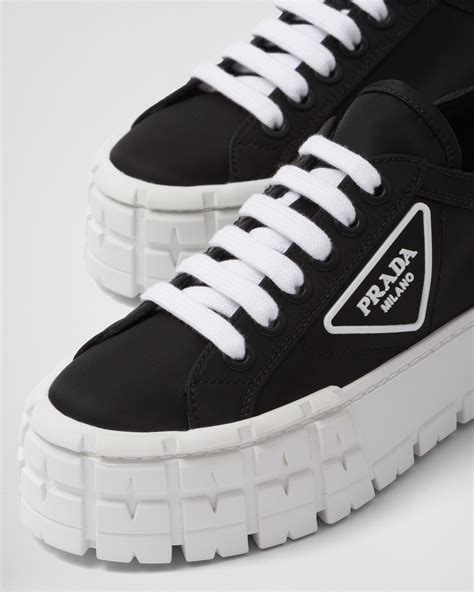 Black Double Wheel Re-nylon Gabardine Sneakers | PRADA