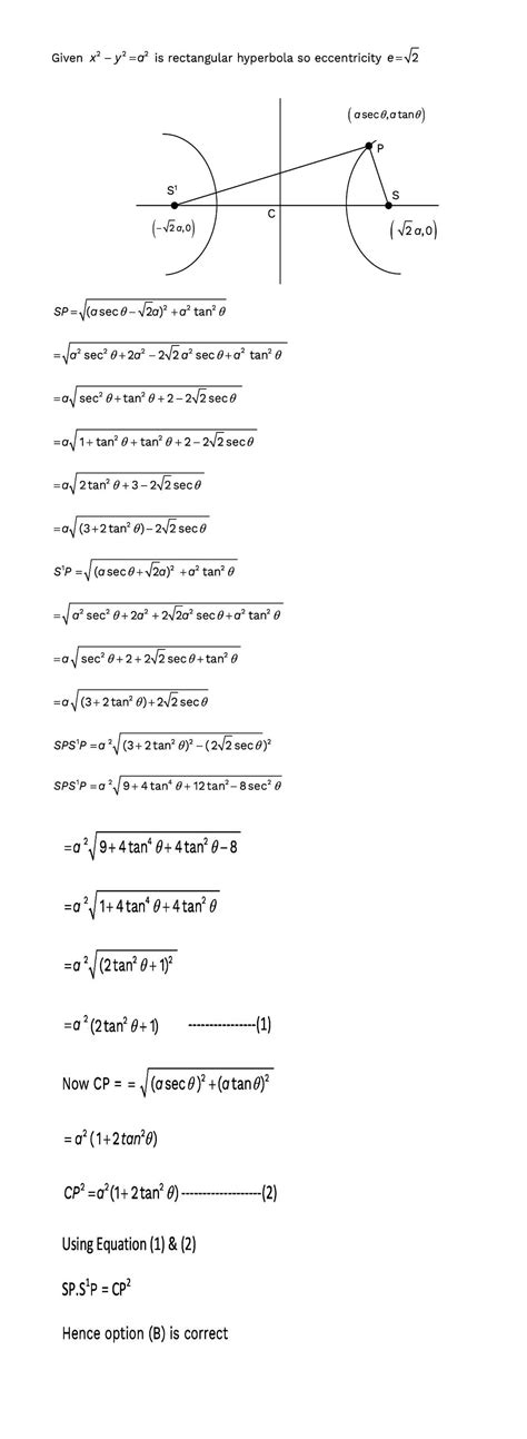 If P is a point on the rectangular hyperbola x^2 - y^2 = a^2 , \"C\" is ...