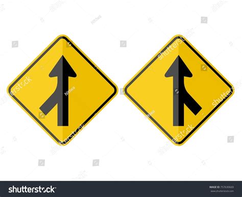 Left Right Merging Traffic Warning Sign Stock Vector (Royalty Free ...