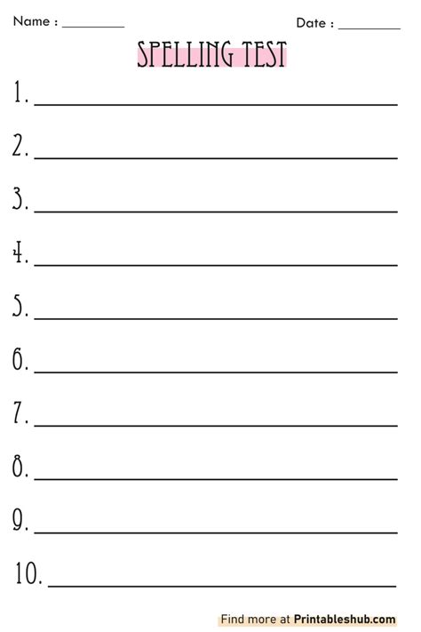 Blank Spelling Test Templates {10,12,15,18, 20,25 words} [PDF Included ...