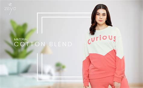 Buy ZEYO Women Cotton Blue Track Suit Conversational Printed Co-ords ...