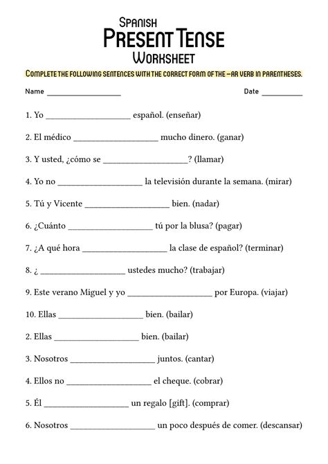 19 best images of spanish verb worksheets – Artofit
