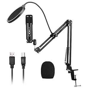 QUKAN Studio Recording USB Condenser Microphone Mic Kit with Adjustable ...