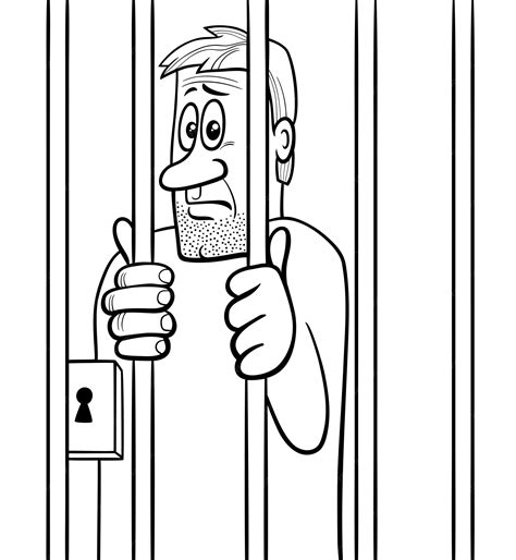 Premium Vector | Cartoon illustration of jailed man behind the prison ...
