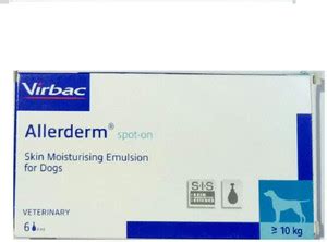 Virbac Allerderm Spot-on Skin Moisturising Emulsion for Dogs 6 pipettes ...