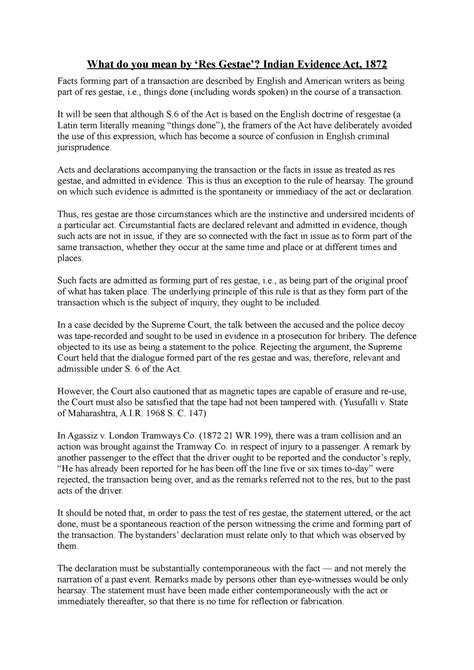 Doctrine of Res Gestae - Short Notes - What do you mean by ‘Res Gestae ...