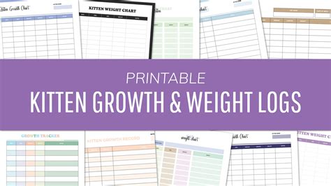 Kitten Growth Charts Printable - 16 FREE Cat Growth Trackers