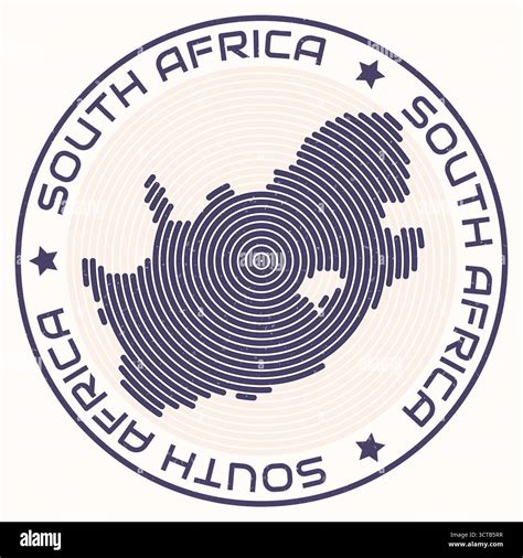 South Africa map with round title. Country shape rings. South Africa text around the country ...