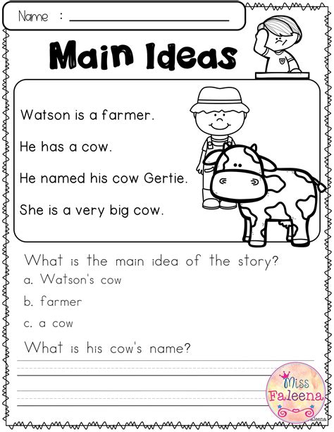 Main Idea Reading Comprehension Worksheets - Educational Printable ...