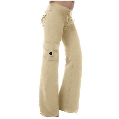 Beige Women Wild Cargo Track Athletic Running Pants for Teen Girls ...