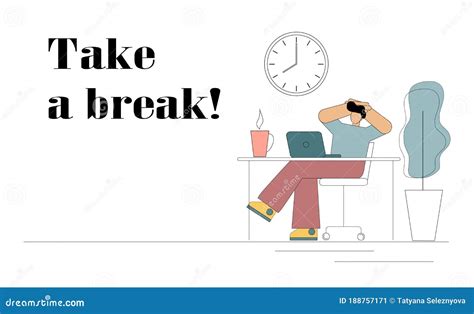 Take a break. stock vector. Illustration of clerk, desk - 188757171