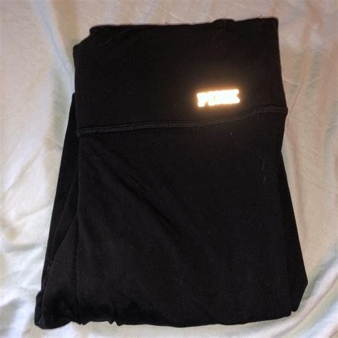 Pink black yoga pant leggings size XS. Used, but no... - Depop