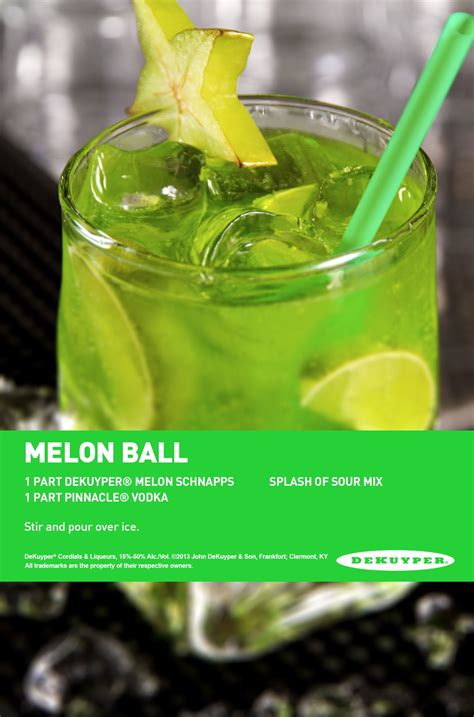 Melon Ball Drink Recipe | DeKuyperUSA | Drinks alcohol recipes, Melon ...