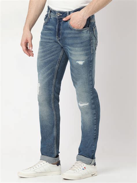 Men Mid Blue Skinny Fit Low Rise Jeans