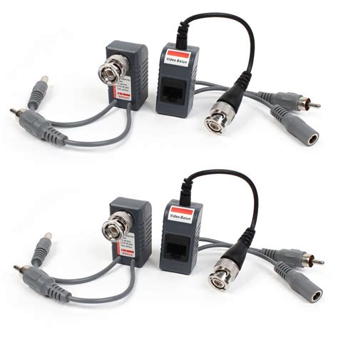 ELECTROPRIME BNC Male to RJ45 DC Power RCA Converter Video Balun 2 Pair ...