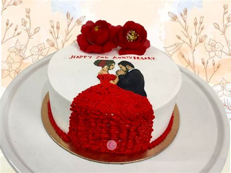 Red Gown Anniversary Cake