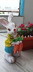 Wonderland Polyresin Rabbit with Carrots Statue For Home Decor, Kids ...