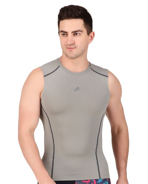 Nylon Compression Tshirt Cutsleeves Tights For Men (Light Grey ...