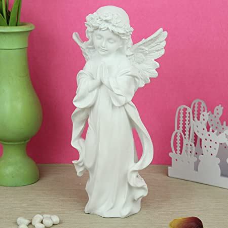 Nestasia Artisanal White Praying Angel Statue with Wings and Smooth ...