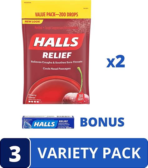 HALLS Relief Cherry Cough Drops Value Pack - 400 Total Drops + Bonus ...