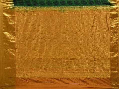 Dark Green Bandhani Kanchipuram Silk Handloom Saree with Shikari and P ...