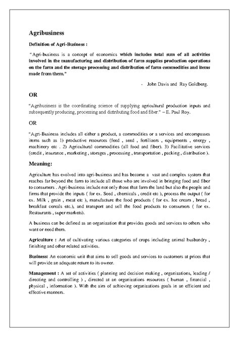 ABM 111 Agribusiness Theory Notes: Key Concepts and Insights - Studocu