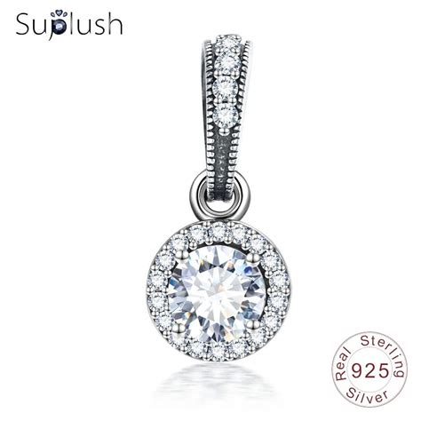 LZESHINE New S925 Sterling Silver Sparkling AAA CZ Pendant Charms Fit ...