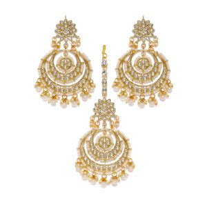 Zaveri Pearls Gold Tone Kundan & Pink Beads Traditional Earring ...