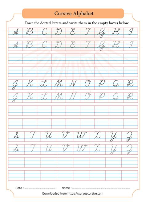 Cursive Writing Worksheets Printable Capital Letters