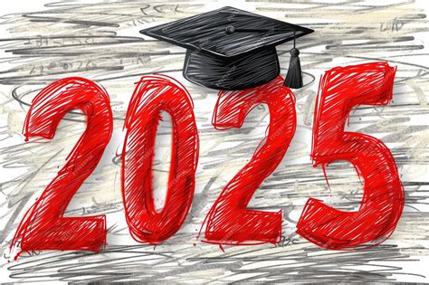 Premium Photo | Class of 2025 Red Text with Iconic Cap
