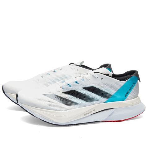 Adidas Adizero Boston 12 White, Core Black & Light Aqua | END.