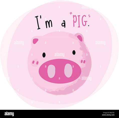 Hand-drawn cartoon doodle character " I'm a pig ". Vector illustration ...