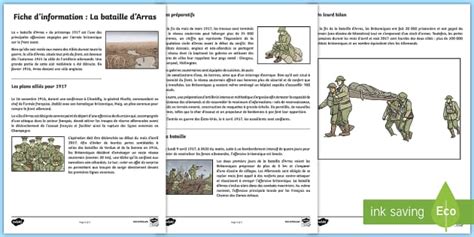Fiche d'information : La bataille d'Arras (teacher made)