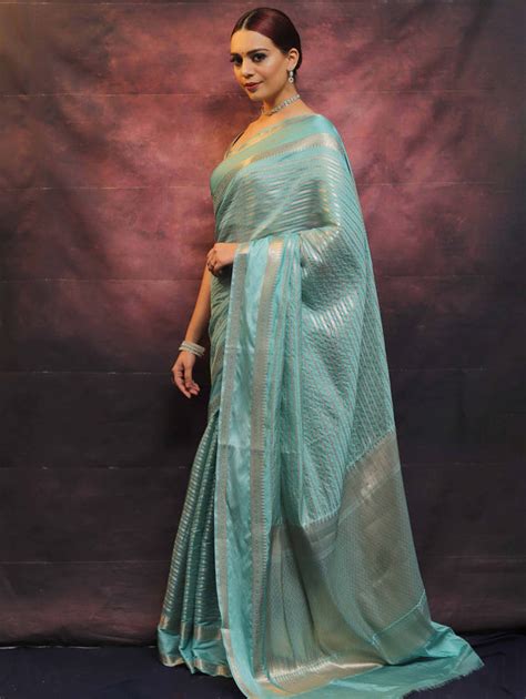 Banarasee Handwoven Semi Silk Saree With Stripes Design & Solid Border