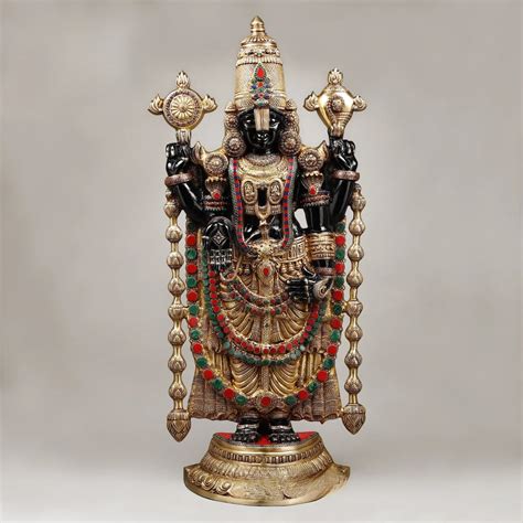 Brass Large Size Tirupati Balaji (Venkateshvara) with black finish and ...