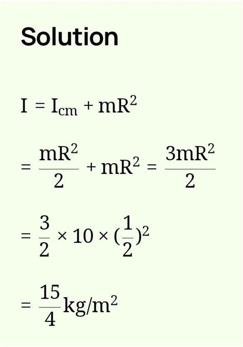Find the moment of inertia of thin uniform circular disc of mass 10 kg ...