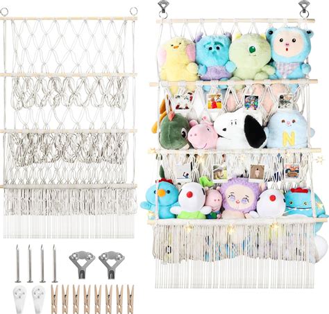 Amazon.com: iHansee 3 Tier Stuffed Animal Storage Shelf Net, 24x39 Inch ...