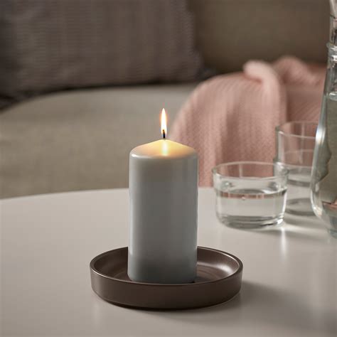 DAGLIGEN unscented pillar candle light grey 14 cm | IKEA Lietuva
