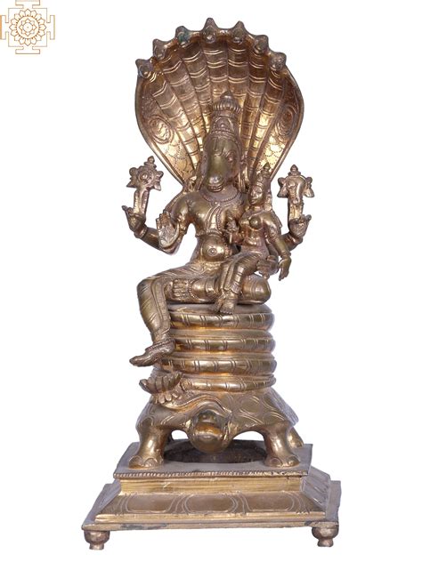 11" Bronze Hayagreeva Avatara of Lord Vishnu with Devi Lakshmi Seated ...