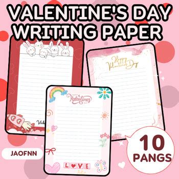 Valentine's Day Writing Paper | 10 Beautiful Designs by JAOFNN | TPT