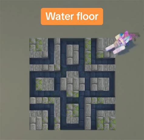 Water and stone bricks minecraft floor design with moss | Minecraft ...