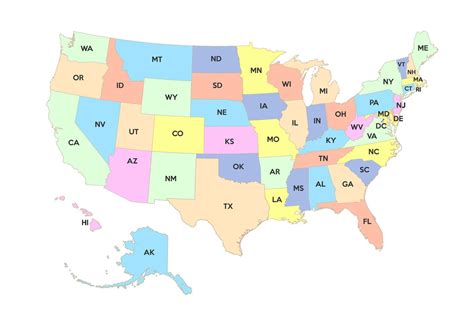 Map of the United States. Detailed map of the USA with state borders. 50842280 Vector Art at ...