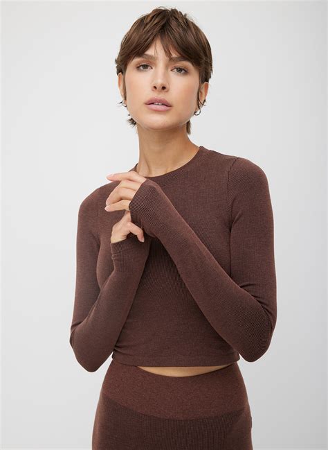 Seamless Cropped Long Sleeve Tee | Women's Long Sleeve T-Shirts – Kit ...