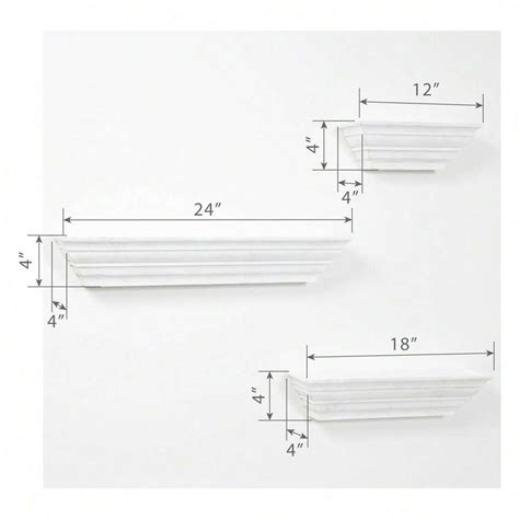 Gallery Solutions Traditional Distressed White 3 Piece Floating Ledge ...