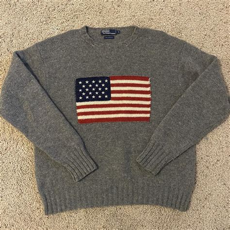 Ralph Lauren Polo American flag sweater 100% lambs... | Depop