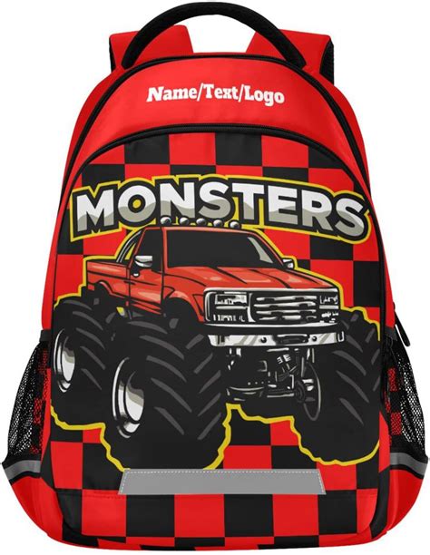 Amazon.com | beeplus Custom Personalized Monster Truck Backpack for ...