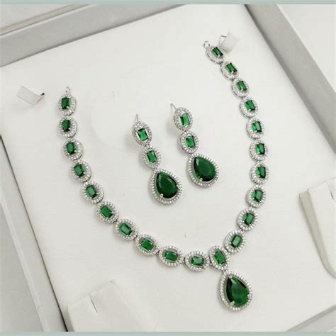 Kavita Art Designer Sparkling American Diamond Necklace Set – JewelEMarket