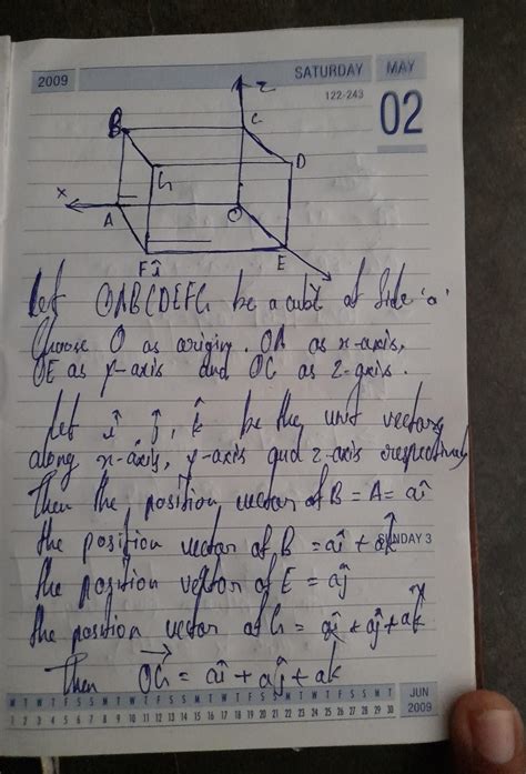 Prove that, the angle e between anty two diagonal of a cube is given by ...