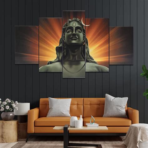 Adiyogi Shiva Paintings for Wall Decoration - Set Of 5, 3d Wall ...