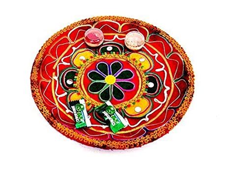 Buy INDIGOCREATIVES Decorated Rakhi/Diwali/Navratra/Bhai Duj Puja Thali ...